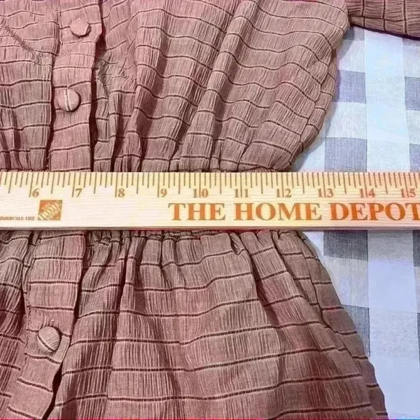 PRETTY LITTLE THING Women RomperSz 4 Small Button Up Brown Stripe Femine Chic - Image 12