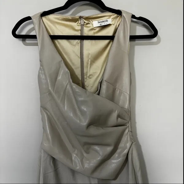 HOUSE OF CB LARIA Ecru Vegan Leather Maxi Dress Size XS - Image 5