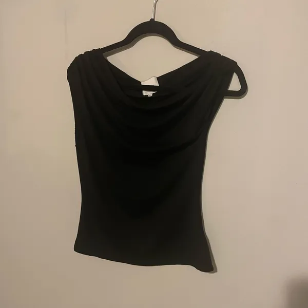 Reformation Cello knit one shoulder top M black classic minimalist timeless date night - Image 4