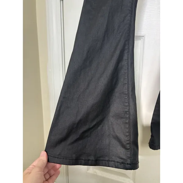 edikted Luna Faux Leather Flare Pants Black M Stretch Gothic Grunge - Image 5