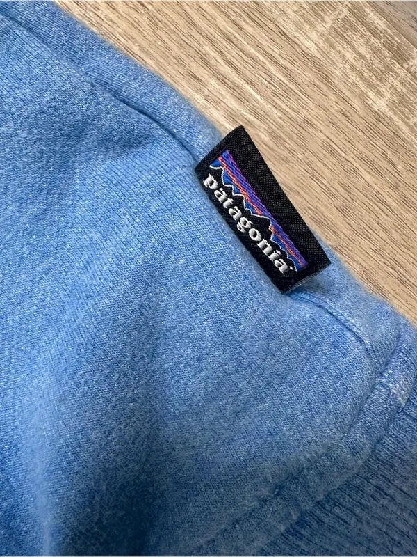 Patagonia Blue 'Live Simply' Pullover Hoodie with Bicycle Graphic Women’s Large - Image 4