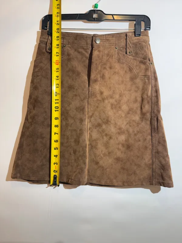 NWT Free People Suzy Chocolate Suede-Look Brown Midi Skirt A-Line Skirt Size 25 - Image 6