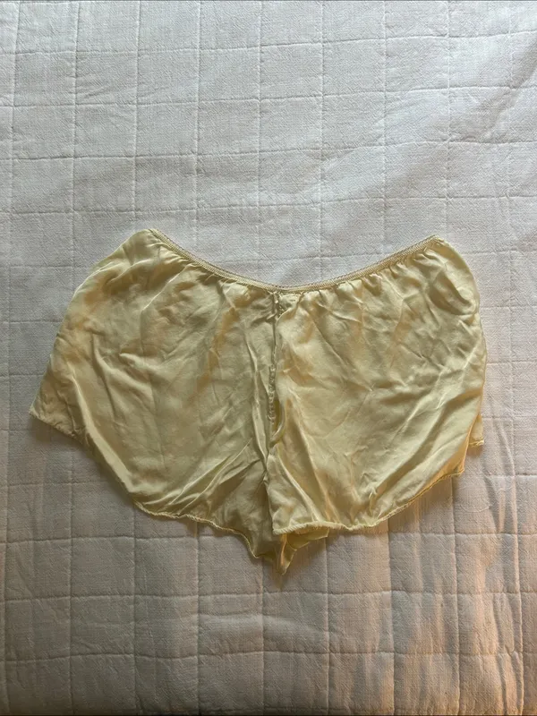 aerie Pale Yellow Satin Sleep Shorts - Image 2