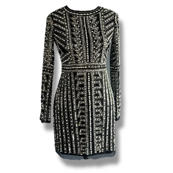 Gianni Bini Black Dani Pearl Silver Sequin Dress size 0 - Image 3