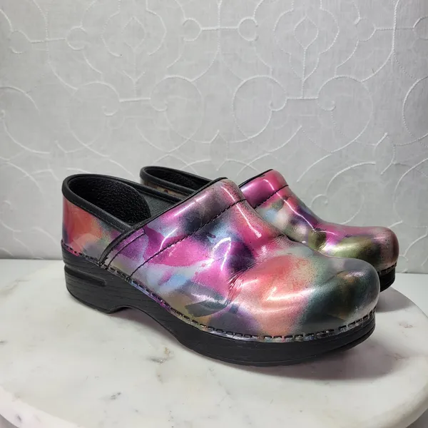 Dansko Pro Clogs Womens 7/37 Iridescent Metallic Multicolor Patent Leather - Image 3
