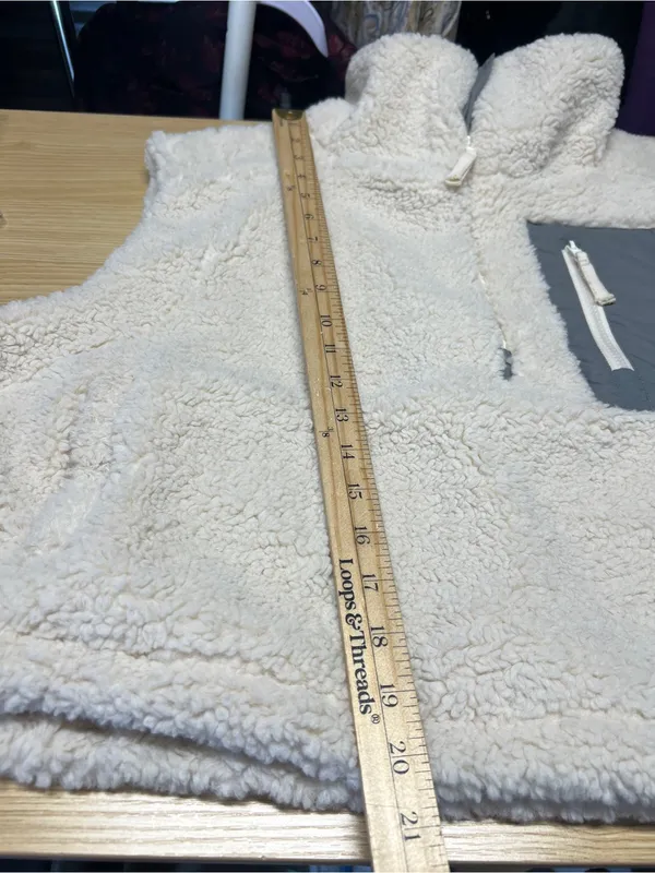 Oli & Hali Cream Sherpa Half Zip Vest Size L Contrast Pocket - Image 12