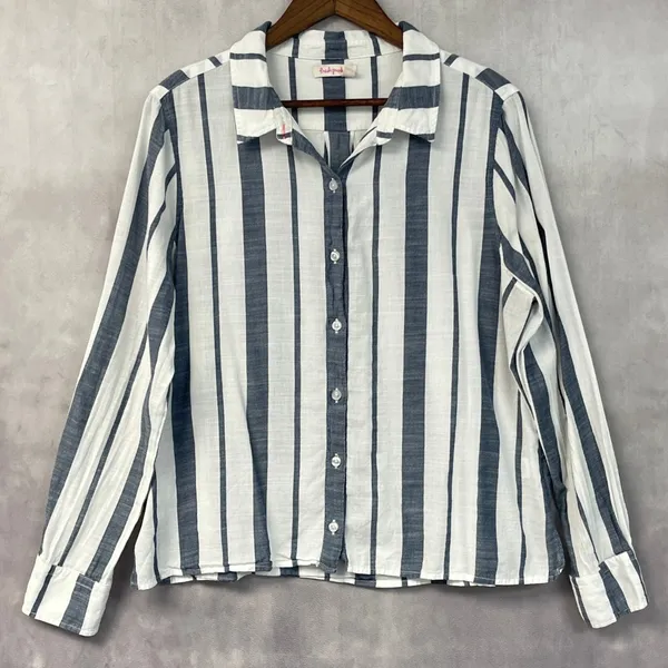 Fresh Produce Women Button Down Top Size XL Striped Cotton Coastal Beachy Preppy - Image 14