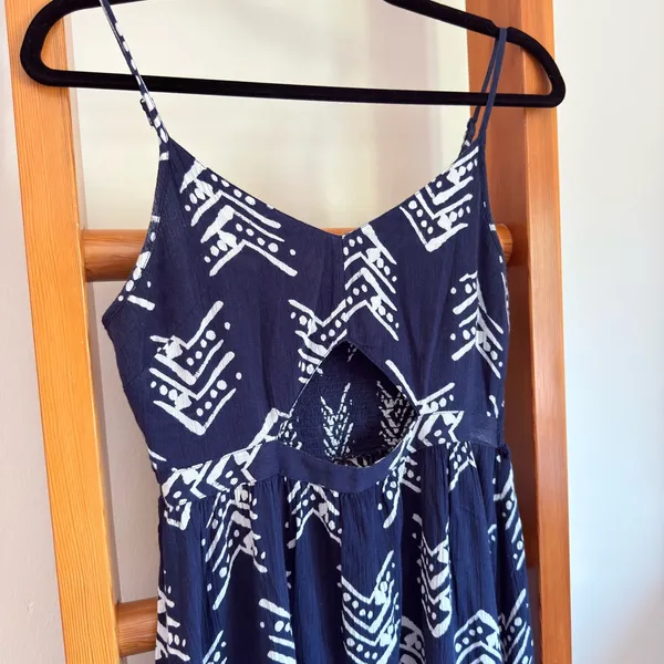 Aerie Maxi Dress Navy Blue Spaghetti Strap V-Neck Cutout Front Stretch Small - Image 6