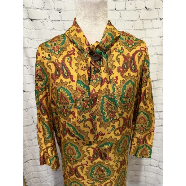 VTG 70s Paisley Floral Dress Vintage Hippie Groovy Vintage Rare M/L - Image 2