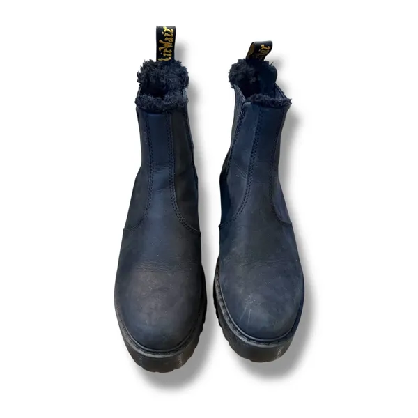 Dr. Martens Rometty Faux‎ Fur Boots Size 6 Women's Black Leather Platform Lug - Image 2