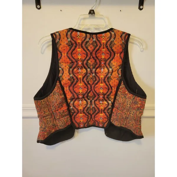 New sz small s free people Gemini red multi pattern quilted vest western print - Image 4