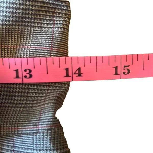Brown Red Plaid Womens Small Custom Made Peplum Button Up Retro 1951 Suit OOAK - Image 10