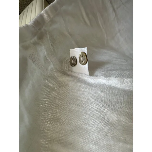Rachel Zoe Women's 100% Linen Mother Of Pearl Button Down Collar Shirt L - Image 7