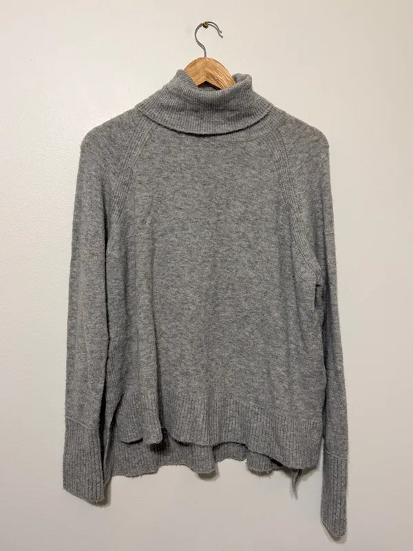 J. Crew Merino Wool Turtleneck Sweater Size Medium Gray Pullover - Image 2