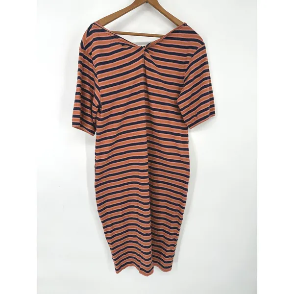 Pact Women's Size M Harvest Stripe Avery Dress‎ Organic Cotton Twist Back Earthy - Image 6