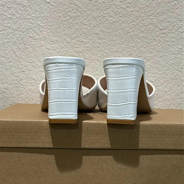 White Heeled Mules Size 11 - Image 5