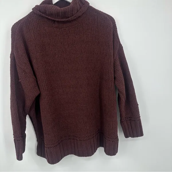 Aerie Maroon Turtleneck Sweater Size Small Boho Fall Cozy - Image 7