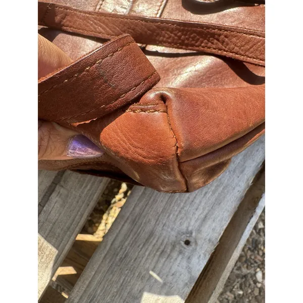 Harbour 2nd Leather Brown Crossbody Distressed Buckle‎ Purse - Image 5