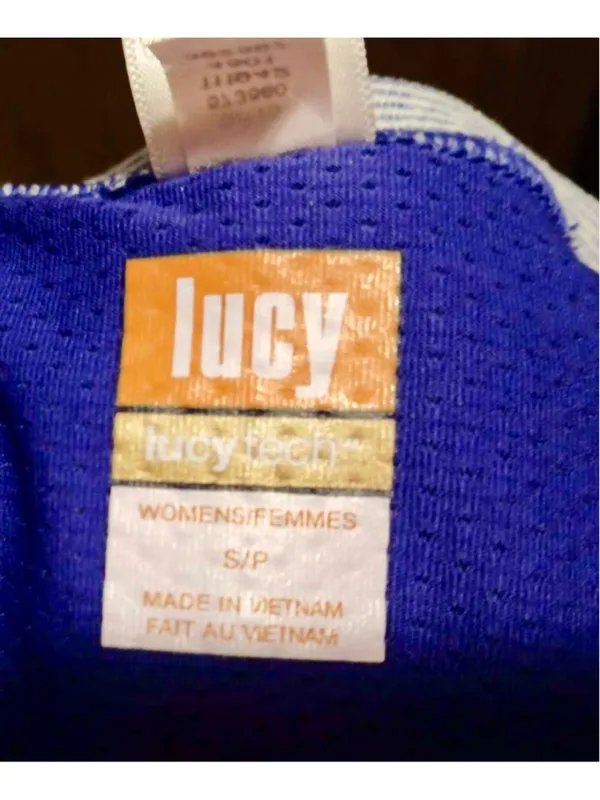 Lucy Activewear Women's Long Sleeve Athletic Top Purple Gray Stripe Small JC536 - Image 3