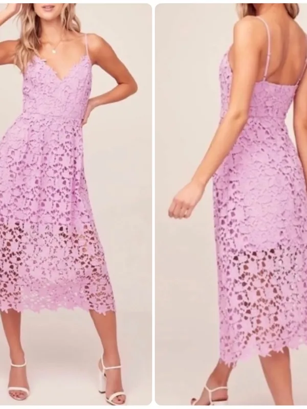ASTR The Label Sleeveless Lace Fit & Flare Midi Dress Light Orchid - Image 2