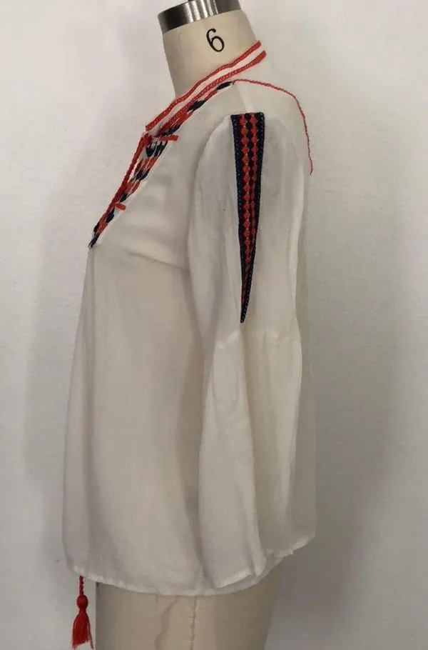 Boho Embroidered peasant blouse by Sugar + Lips M - Image 3