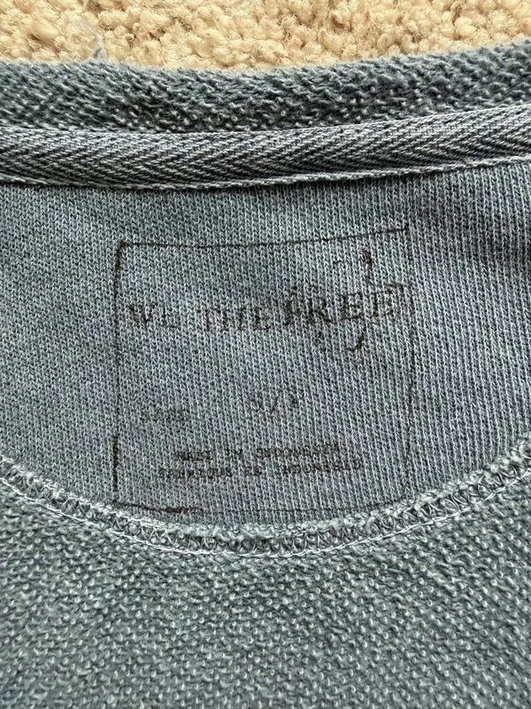 We The Free People Distressed Peplum Sweatshirt Raw Hem Gray Womens Small - Image 2