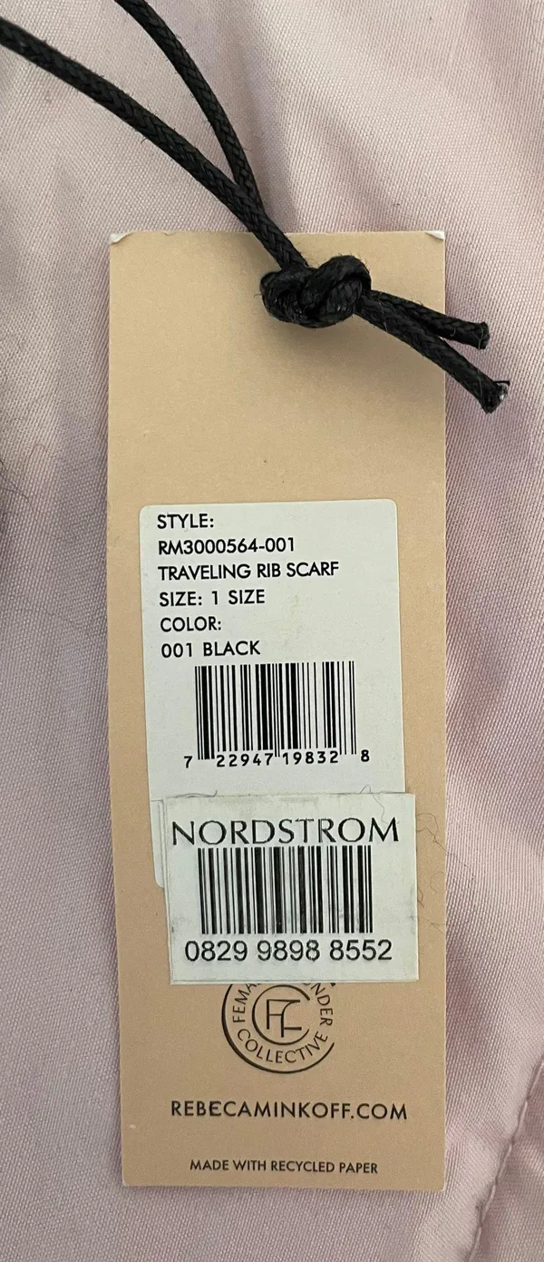 Rebecca Minkoff NWT Traveling Rib Black Knit Scarf, size 76x10” - Image 3