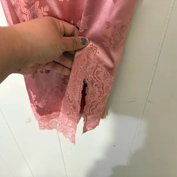Motel Rocks Coti Satin Lace Slip Dress Pink Floral Bodycon Y2K Coquette Womens M - Image 10