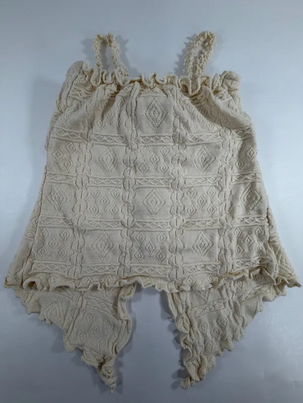 Micaela Boho Tie‎ Front Knit Cardigan Cream Cottagecore Short Sleeve XS - Image 3