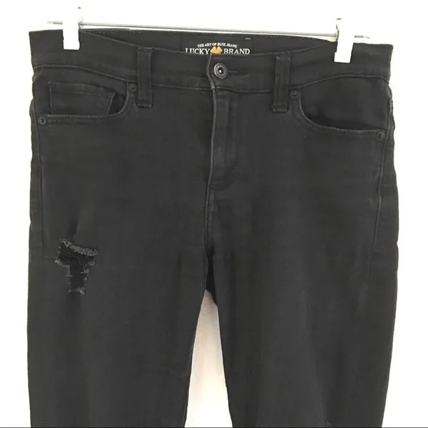 Lucky Brand Black Brooke leggings busted‎ knee jeans 6/28 - Image 2