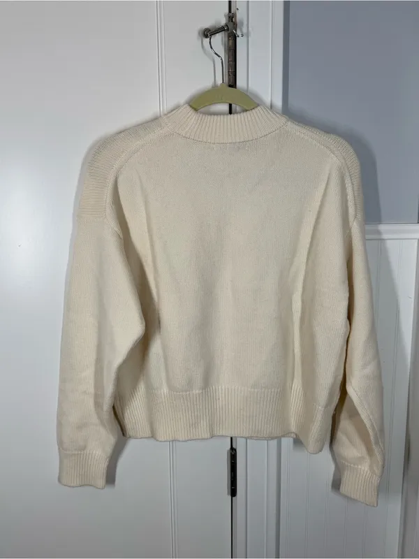 Madewell SoftWool Boxy Crewneck Sweater Heather cloud size small winter fall - Image 5