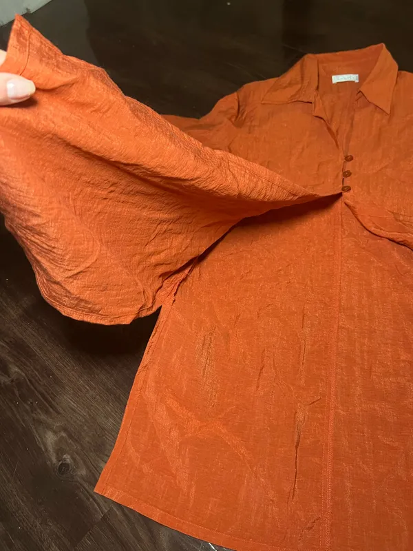 Bonita Orange Linen Blouse Size Small - Image 7