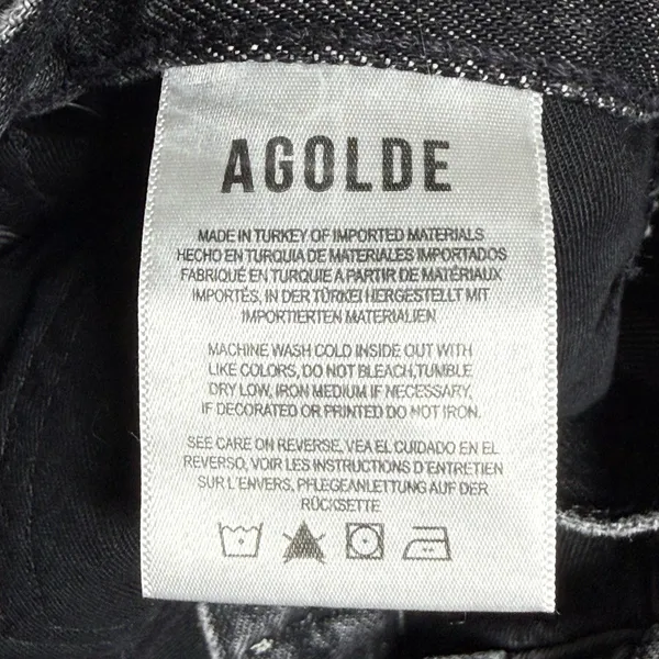 Agolde Womens Dame Jeans Size 29 Wide Leg Button Fly Ditch Black Cuffed - Image 6