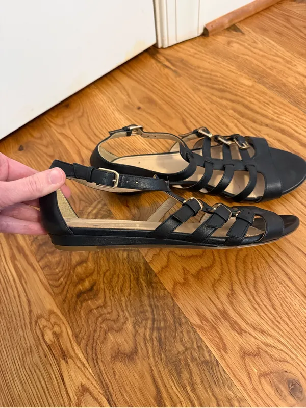 J.Crew Black Buckle Gladiator Sandals Made in Italy size 8 - Image 7