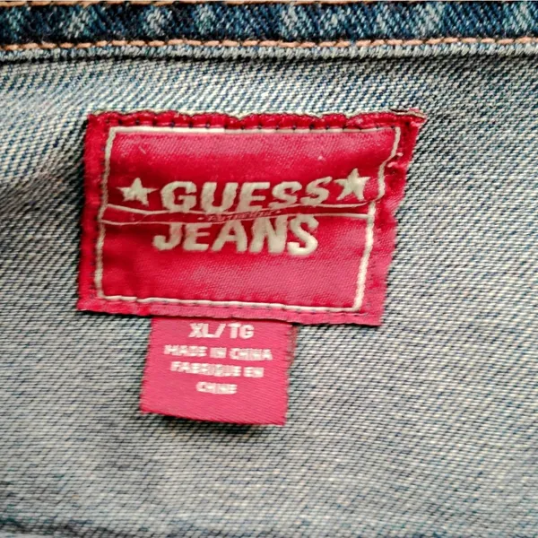 Vintage Guess Jeans Button Up Denim Jacket Women's XL Boho Grunge Rock - Image 3