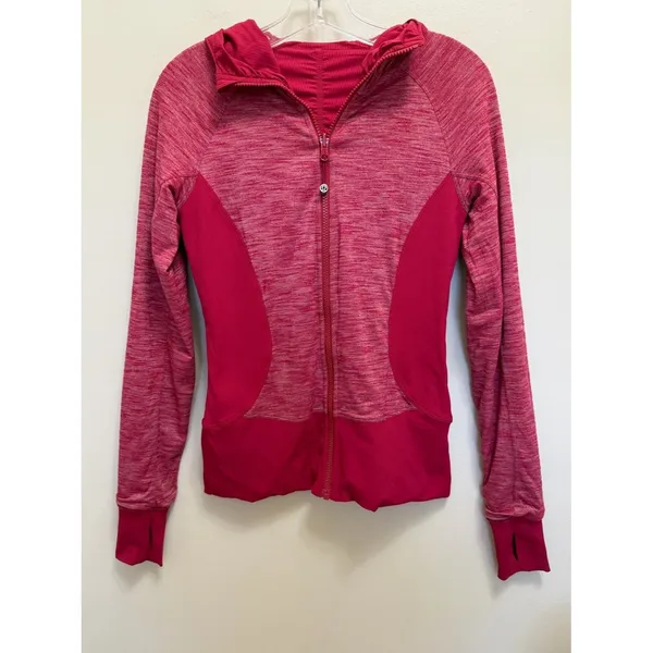 Lululemon In Flux Jacket Reversible Full Zipper Hooded in Cranberry Red Size 6 - Image 7