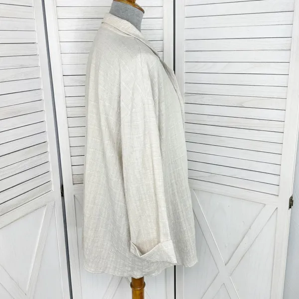 Zara Crinkled Look Slouchy‎ Blazer Tan Medium Linen Blend Double Breasted - Image 4