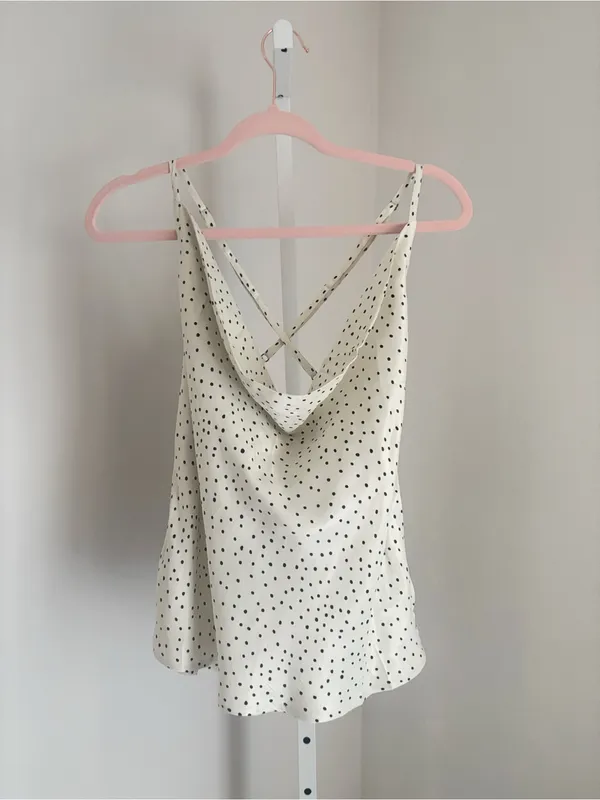 Anthropologie Conditions Apply Paulina Bias Cami Cream Polka Dot Cowl Neck Sz 1X - Image 2