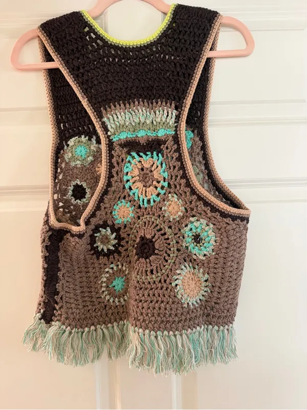Free People Desert Rose Crochet Vest Size M - Image 3
