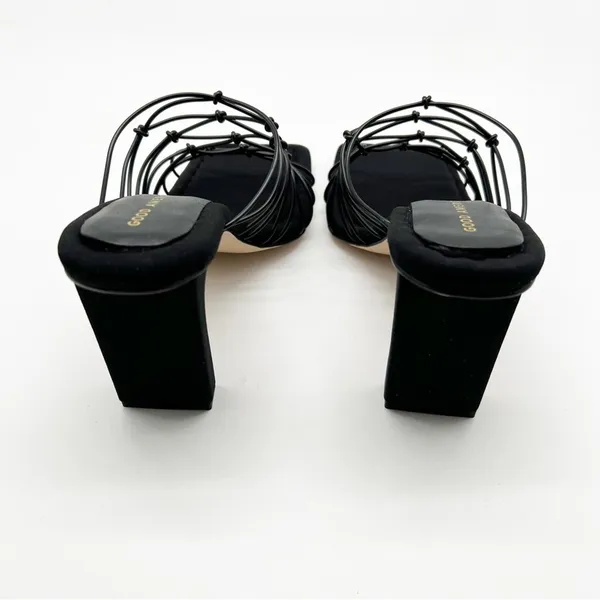 NWT Good American Square Toe Mule Sandals Women's‎ Size 7 Black Minimalist Chic - Image 6