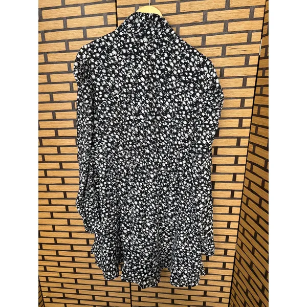 Scoop Black And White Floral Tie Neck‎ Dress Size XL - Image 3