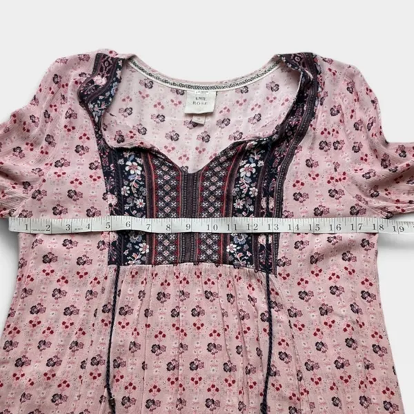 Knox Rose Pink Floral Boho Tassel Tie Long Sleeve Dress Medium - Image 6
