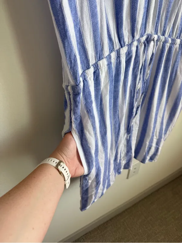 Rails Wren Pacifica Stripe Linen Blend Kaftan Dress Blue White Size Medium - Image 8