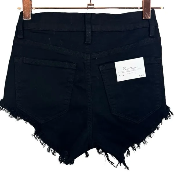 NWT KanCan High Rise Distressed Raw Fringe Hem Denim Jean Shorts 0/23 - Image 6