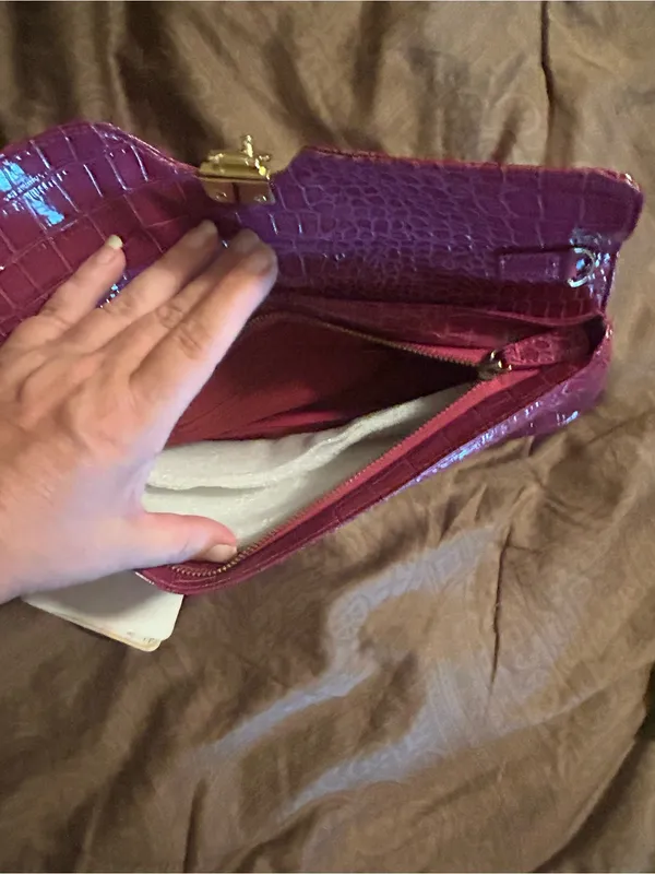 Bellini Patent Croc-Embossed Convertible Clutch in Fuchsia - Image 4