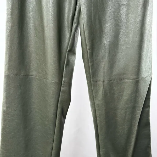 NWT Lulus Effortless Edge Vegan Leather Straight Leg Pants in Olive Green Size M - Image 7
