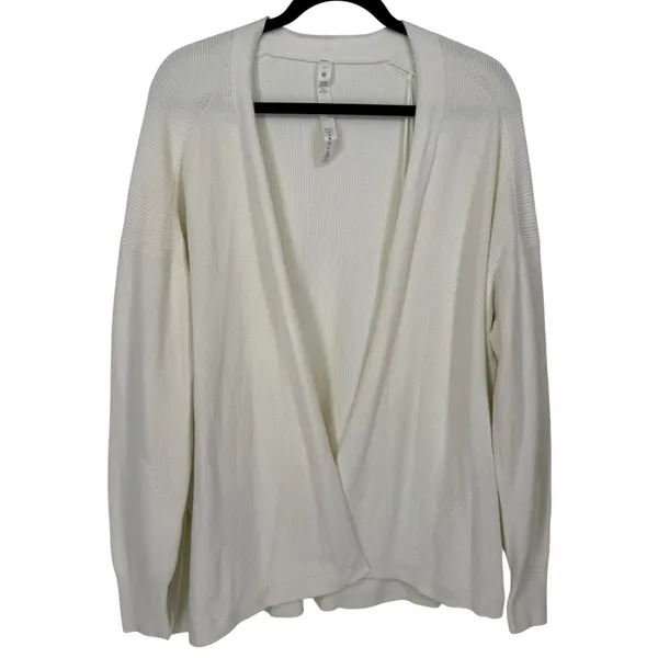 Lululemon Women's Side Slit Sweater Wrap Open Front Cardigan Ribbed Knit Size 4 - Image 4