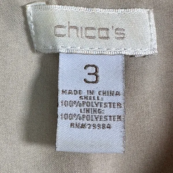 Chicos Tan‎ Faux Suede Perforated Button Front Utility Vest Mock Neck Size 3 XL - Image 3