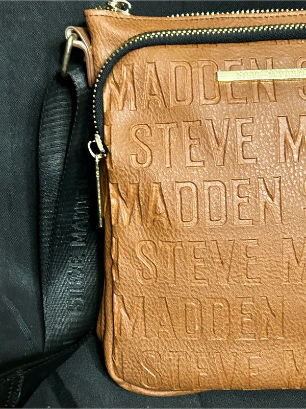 Steve Madden Tan Embossed Logo Crossbody Bag - Image 4