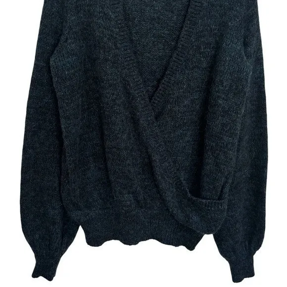 Free People Wool Blend Karina Crossover Knit Sweater Green Cozy Luxury Chic XS - Image 4